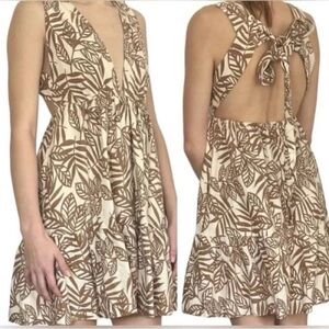 House of Harlow 1960 Brown and Cream linen blend Backless Dress